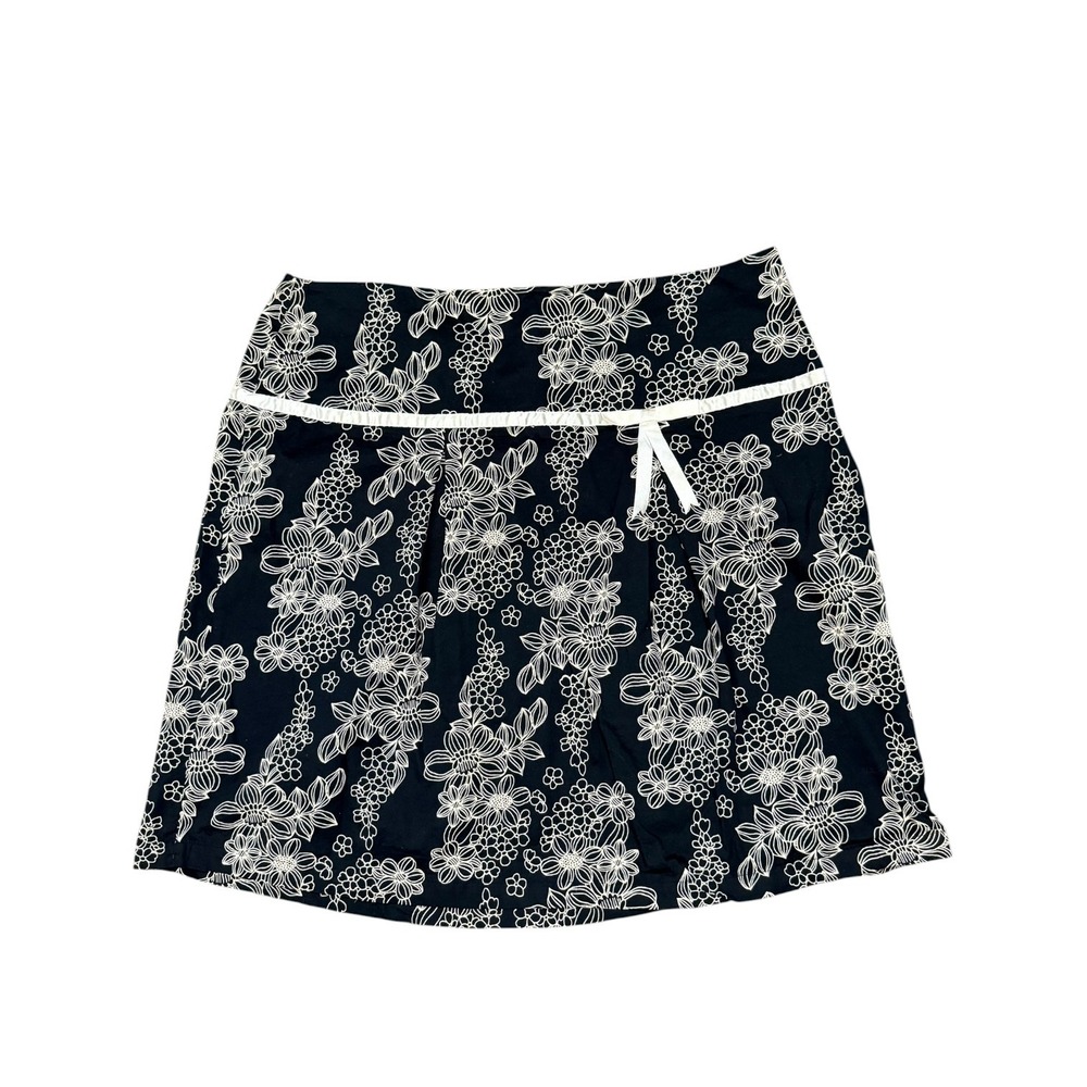 Claudia Richard Feminine Preppy A-Line Skirt Black White Floral Women's Size 3X